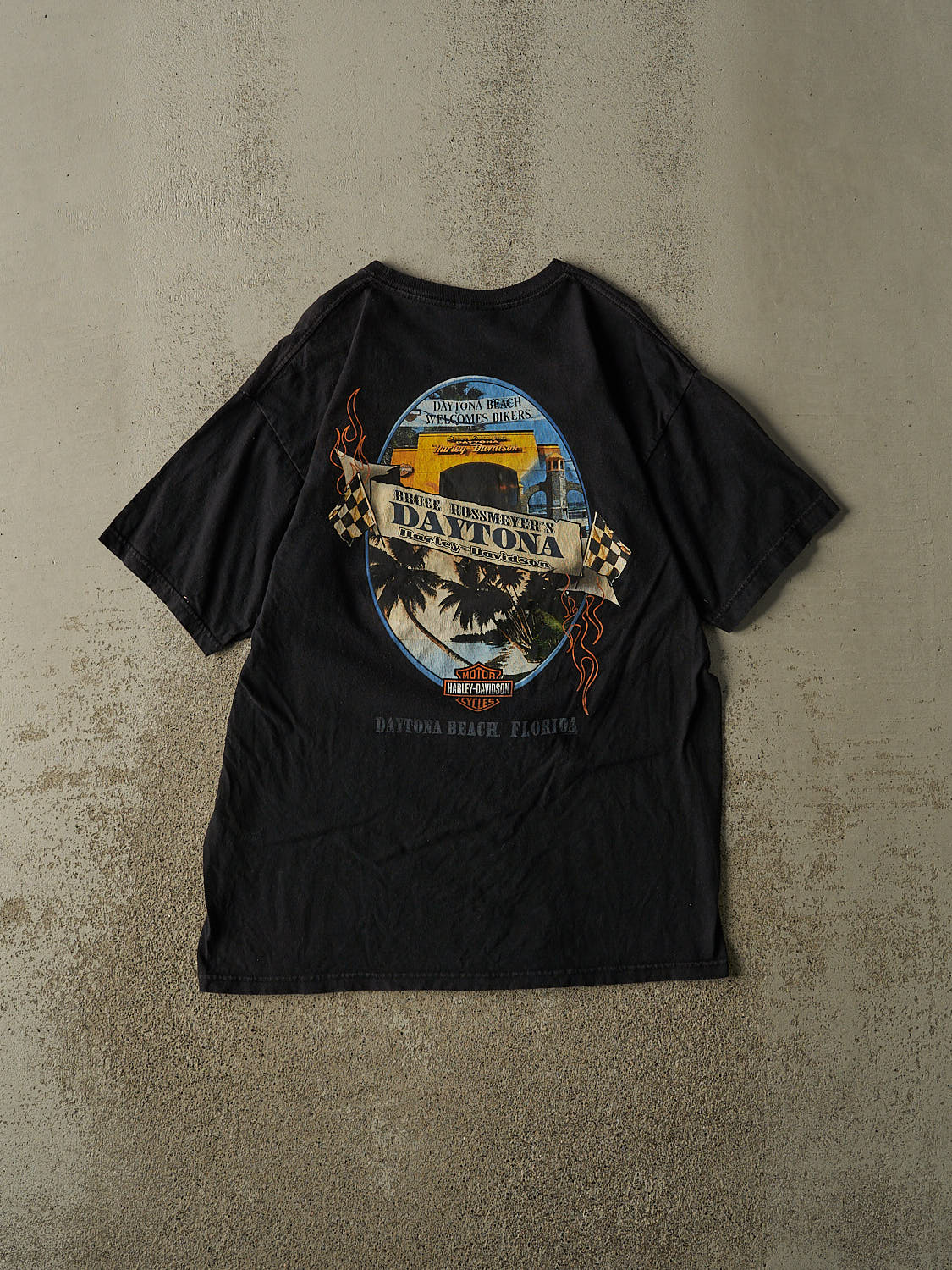 Vintage 10' Black Harley Davidson Daytona Beach FL Tee (M/L)