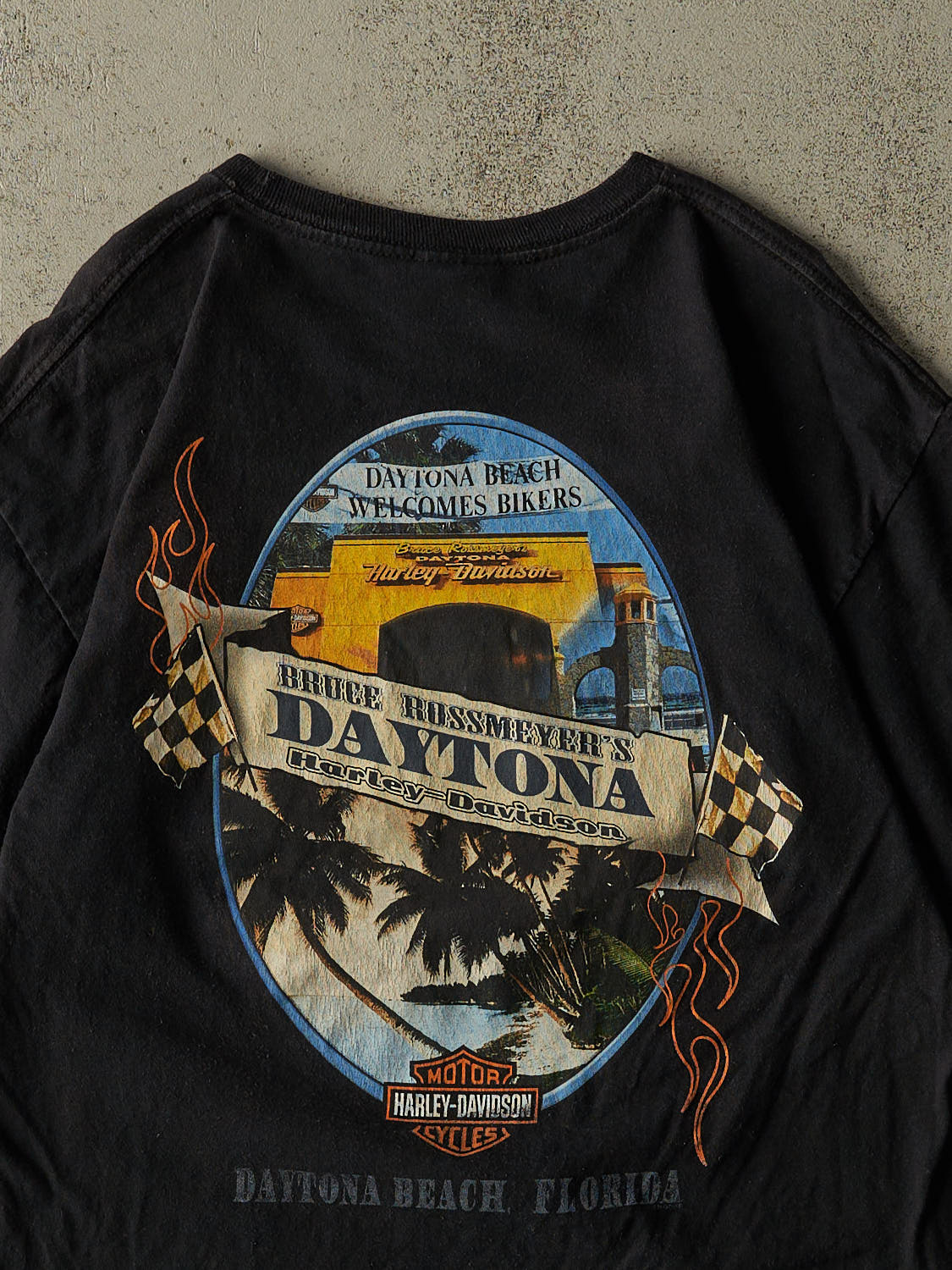 Vintage 10' Black Harley Davidson Daytona Beach FL Tee (M/L)