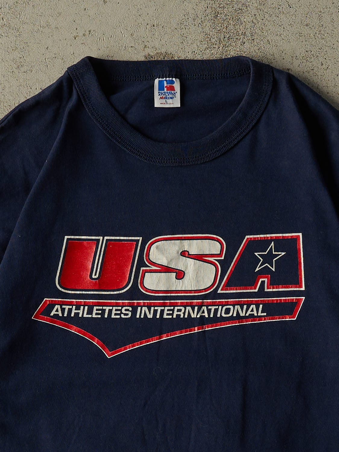 Vintage 90s Navy Blue Russell Athletic Team USA Tee (L)