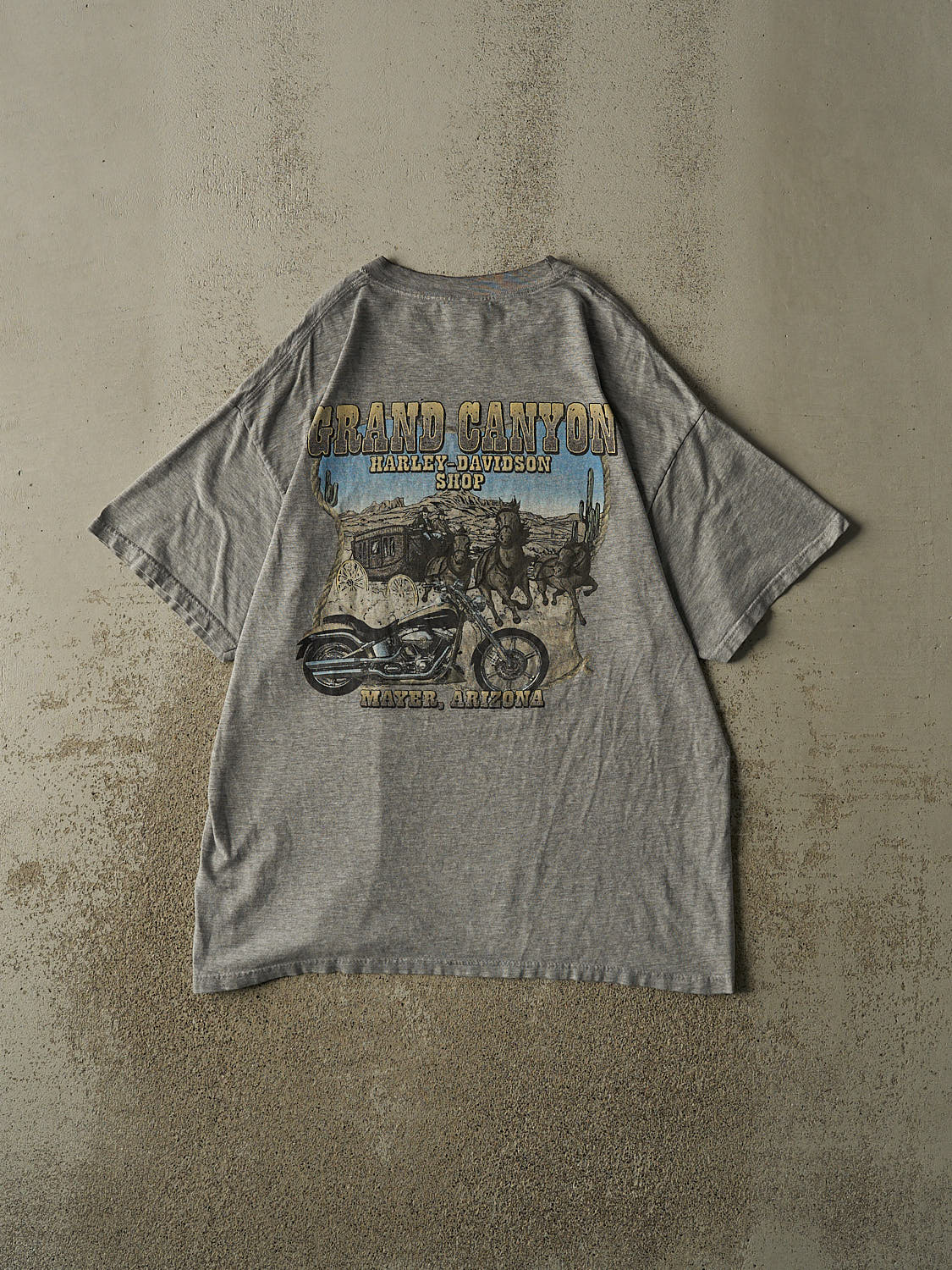 Vintage Y2K Grey Harley Davidson Grand Canyon Tee (L/XL)