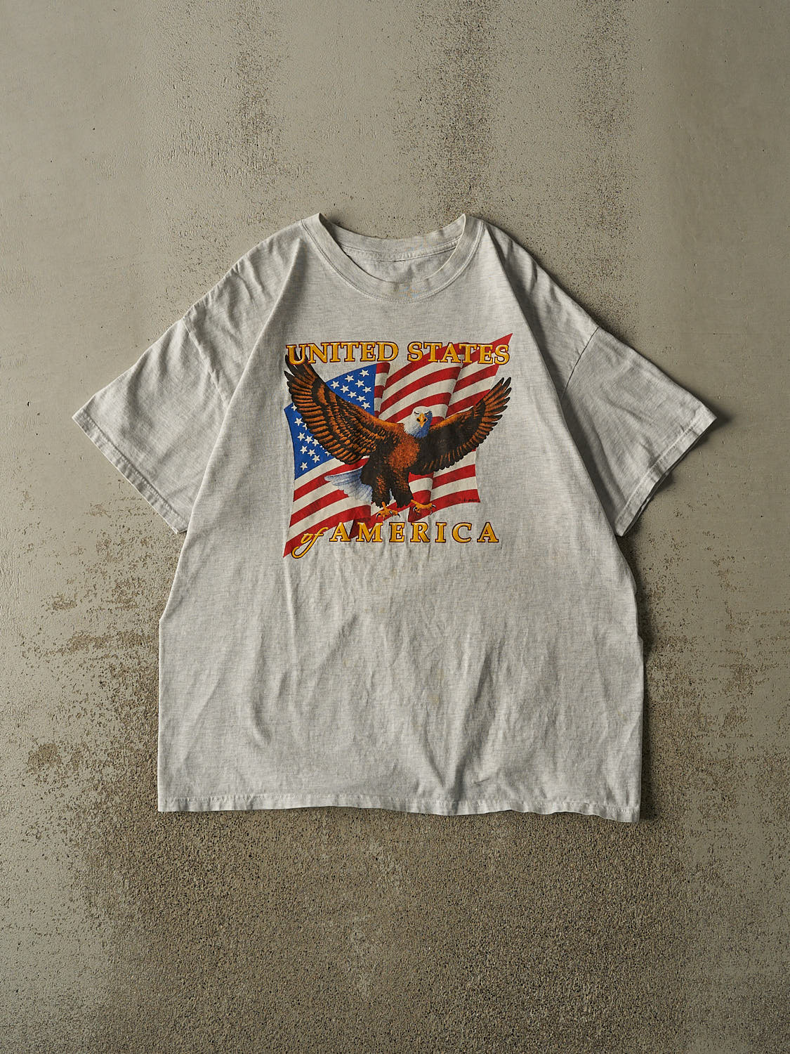 Vintage Y2K Heather Grey USA Eagle Tee (L/XL)