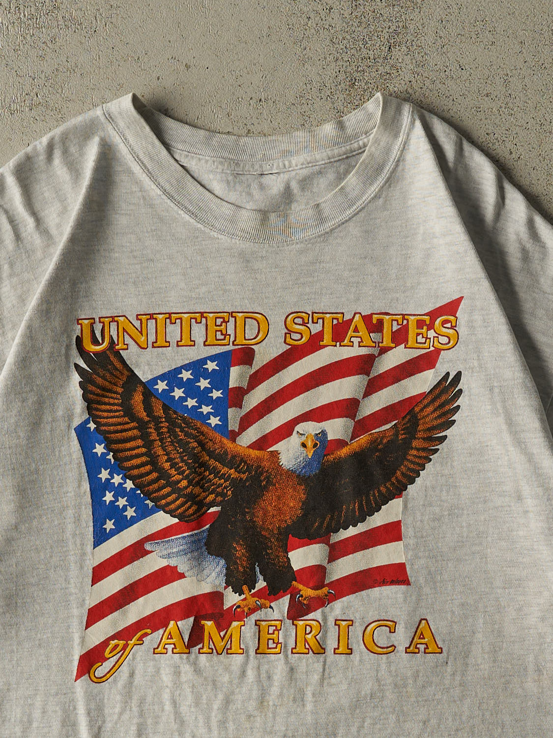 Vintage Y2K Heather Grey USA Eagle Tee (L/XL)