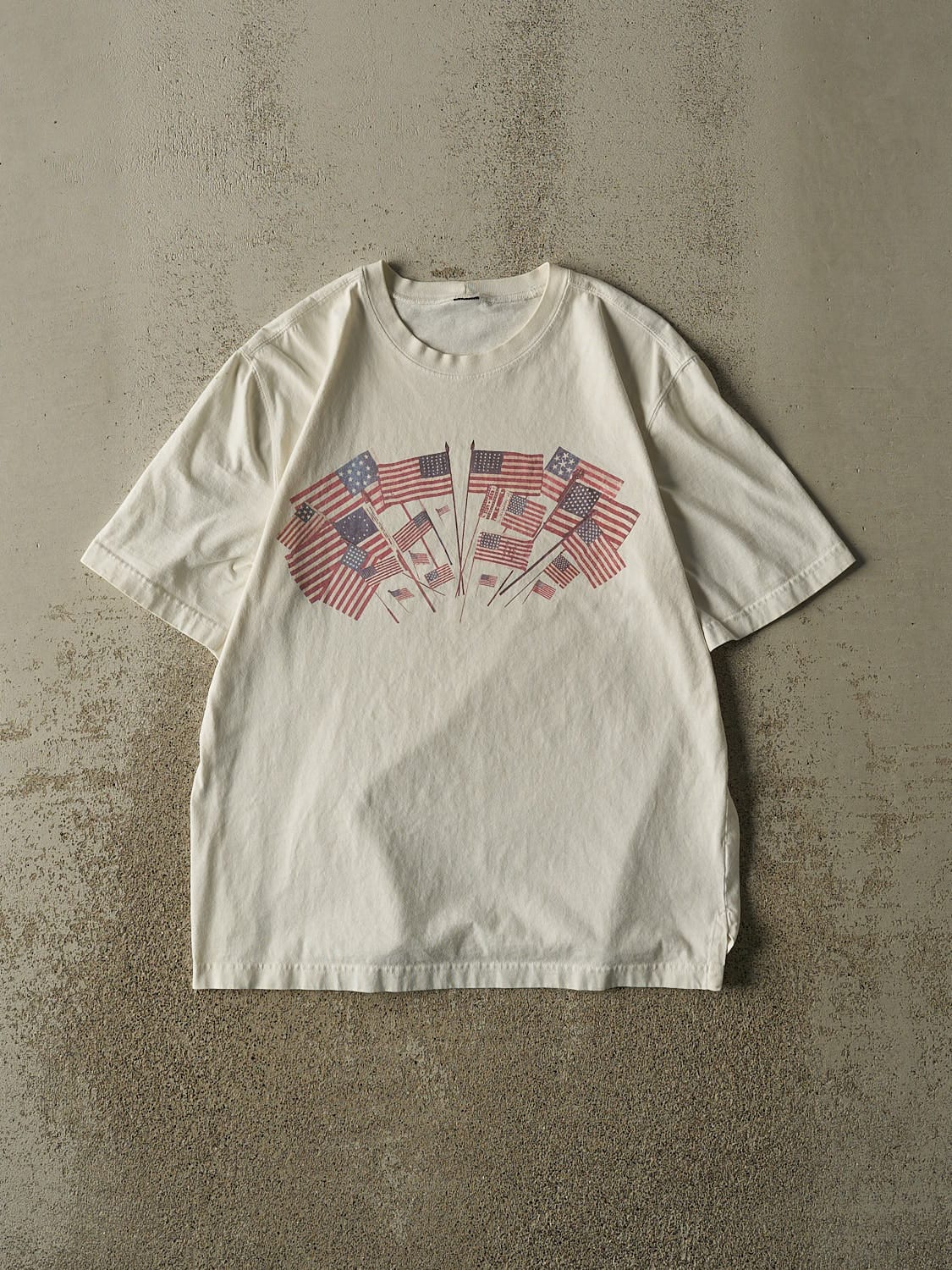 Vintage 90s White American Flag Tee (M)
