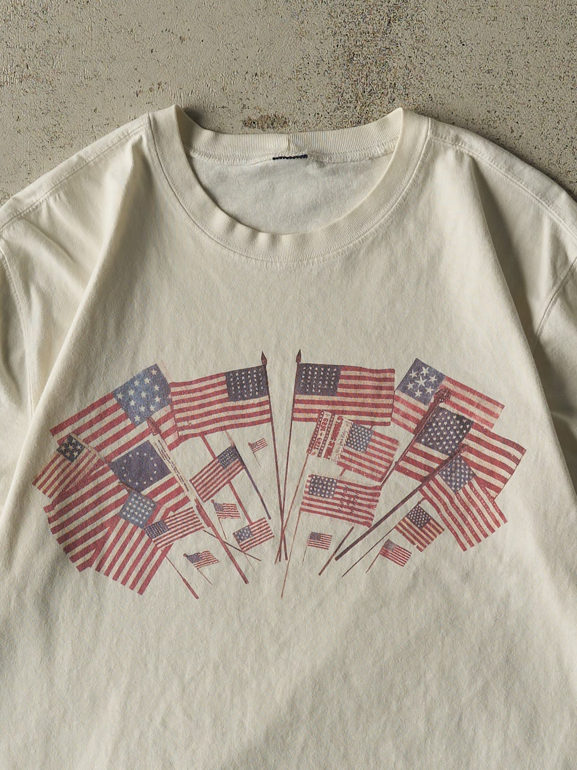 Vintage 90s White American Flag Tee (M)