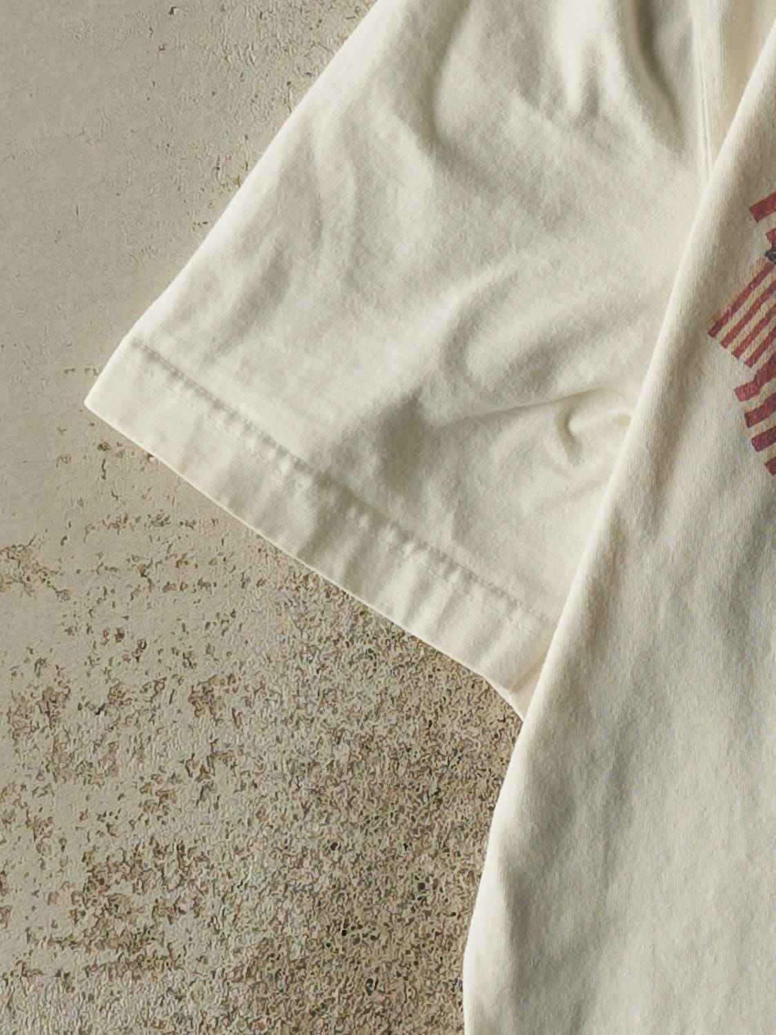 Vintage 90s White American Flag Tee (M)