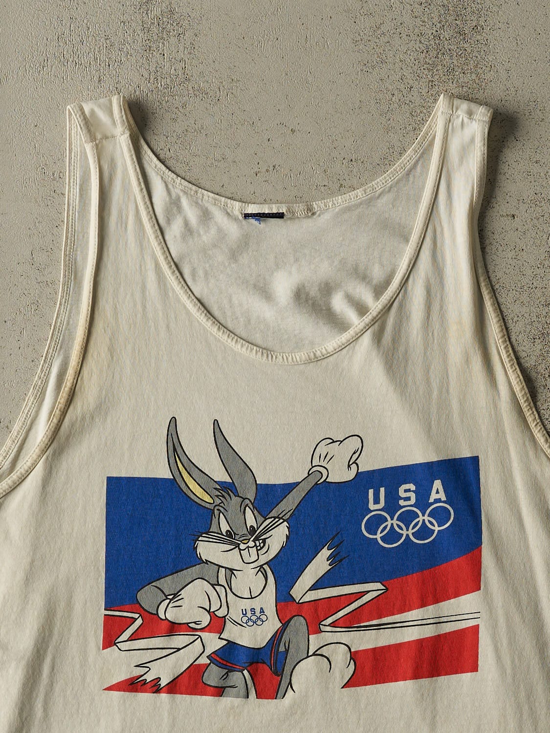 Vintage 90s Beige Looney Tunes x USA Olympic Tank (XL/XXL)