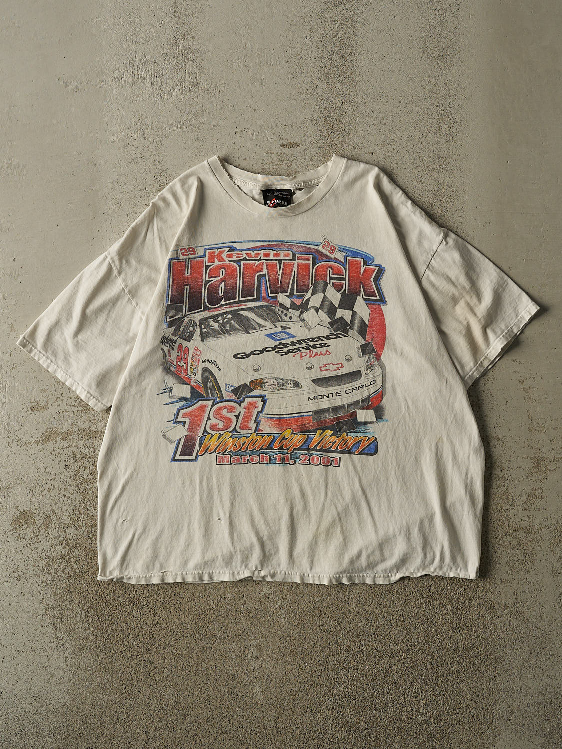 Vintage 01' White Kevin Harvick Nascar Tee (XL)