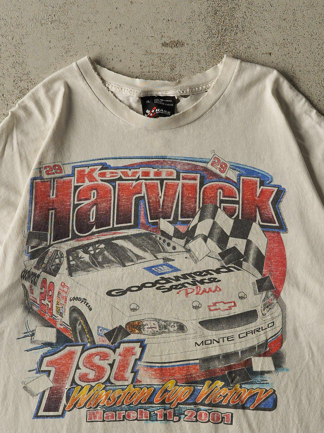 Vintage 01' White Kevin Harvick Nascar Tee (XL)