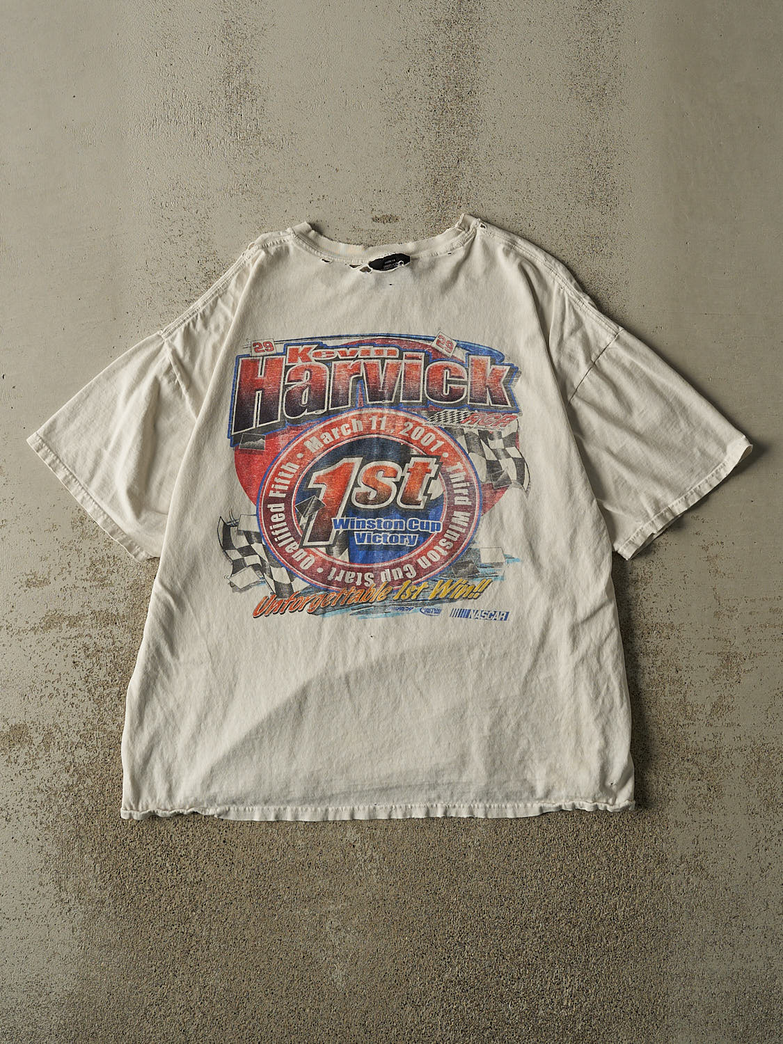 Vintage 01' White Kevin Harvick Nascar Tee (XL)