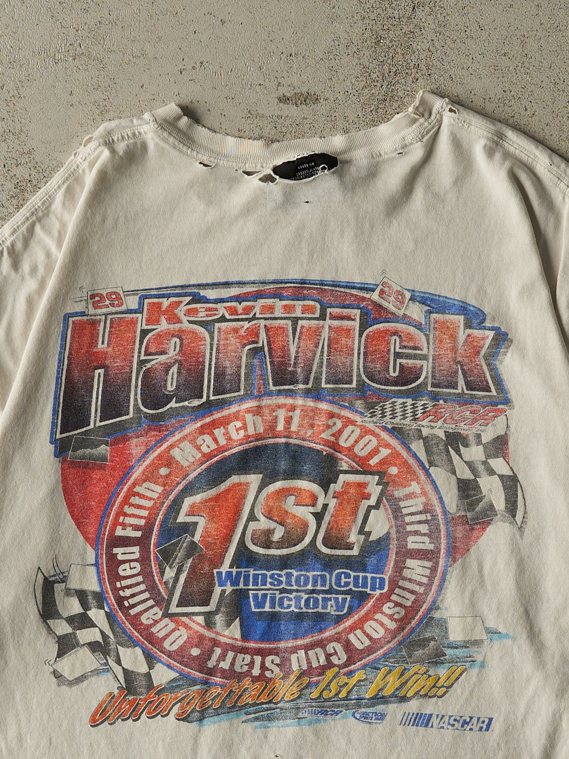 Vintage 01' White Kevin Harvick Nascar Tee (XL)
