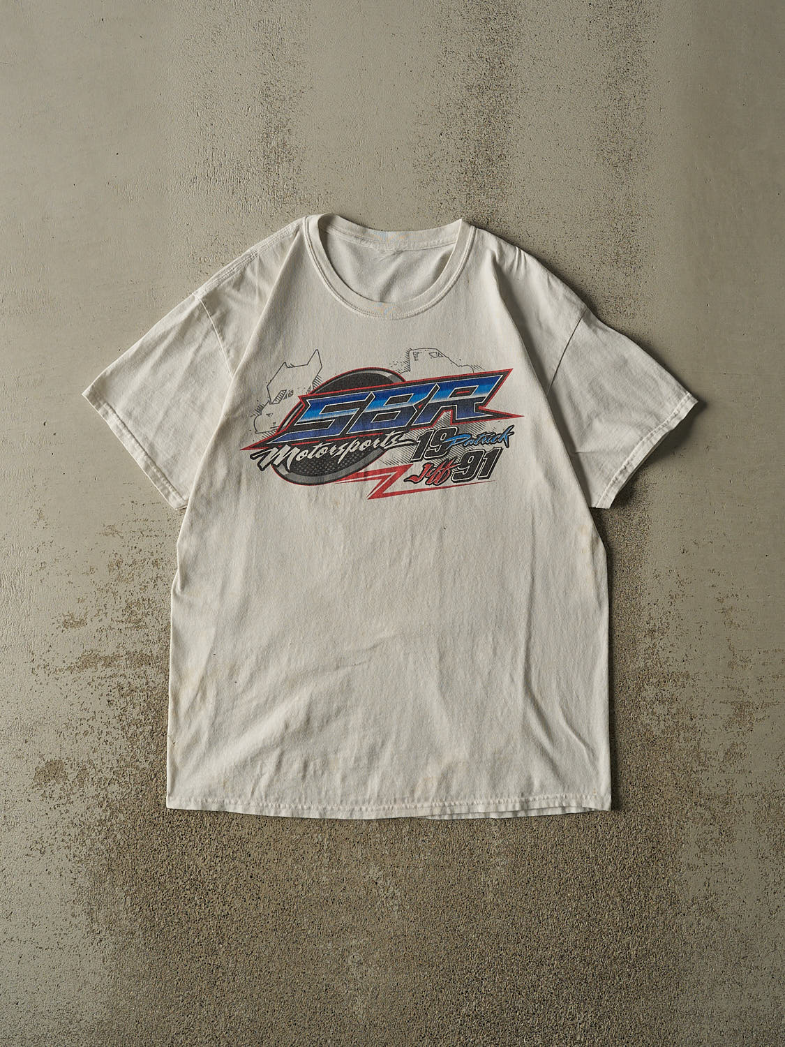 Vintage Y2K White SBR Racing Tee (L)