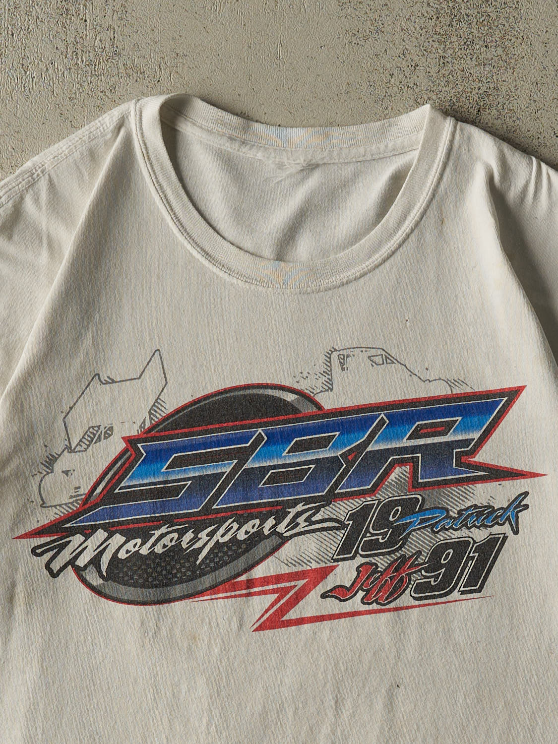 Vintage Y2K White SBR Racing Tee (L)