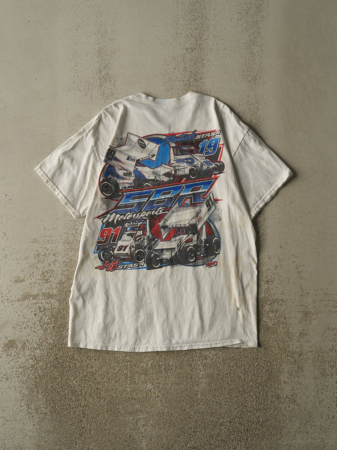 Vintage Y2K White SBR Racing Tee (L)