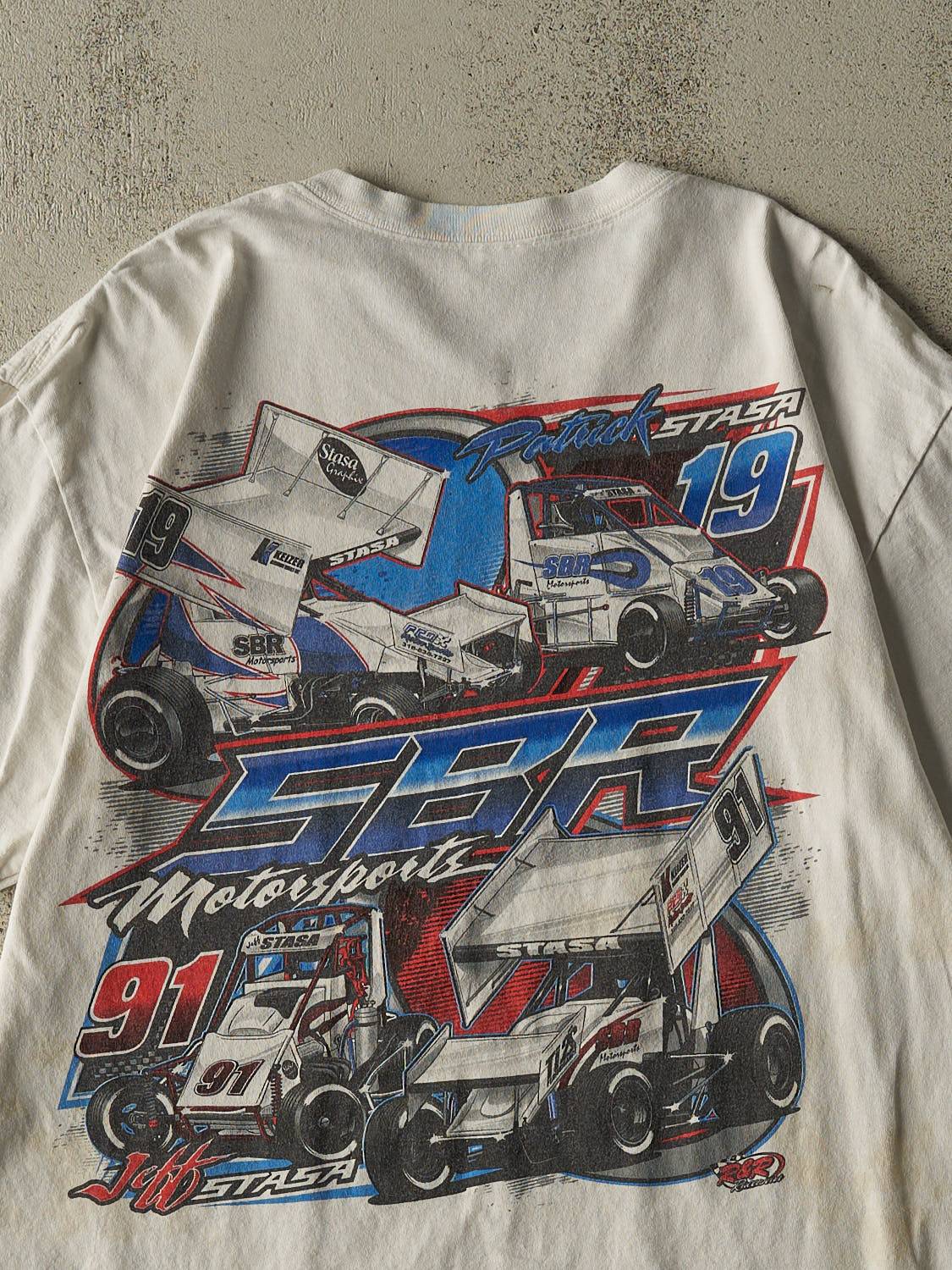 Vintage Y2K White SBR Racing Tee (L)