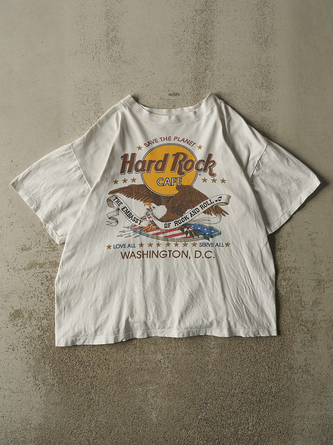 Vintage 90s White Hard Rock Cafe Washington DC Single Stitch Tee (M/L)