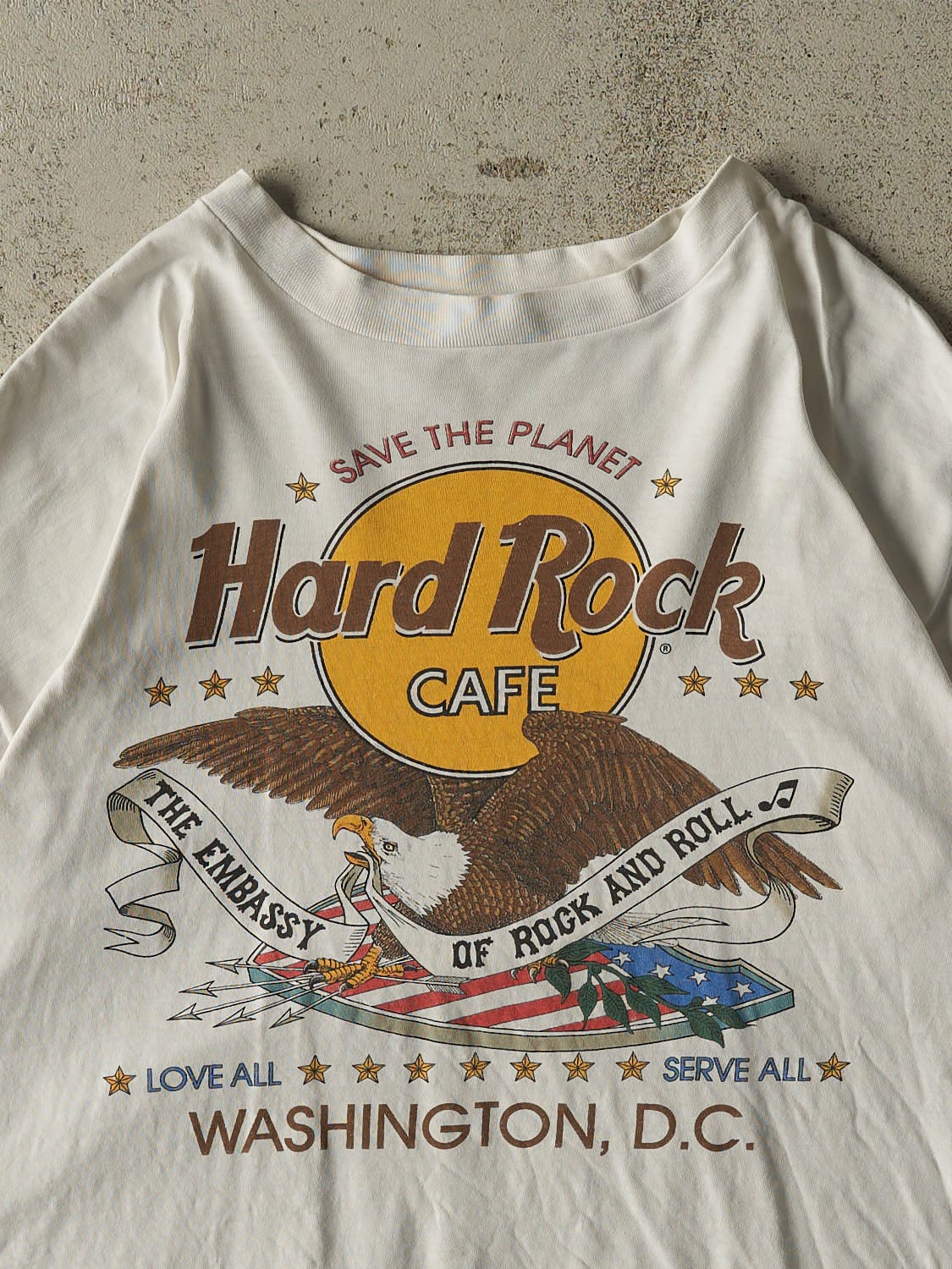 Vintage 90s White Hard Rock Cafe Washington DC Single Stitch Tee (M/L)