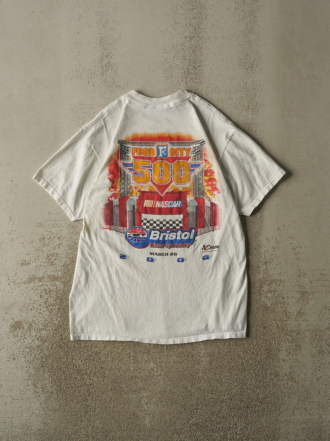 Vintage 00' White Nascar Bristol Motor Speedway Tee (M/L)
