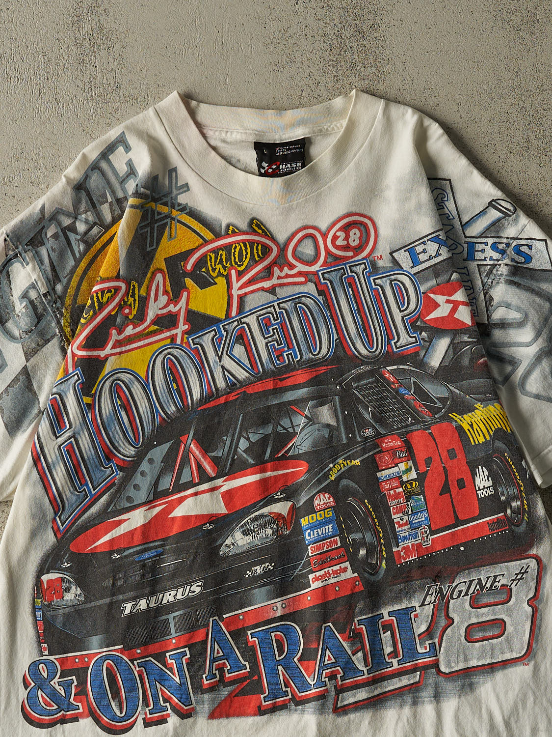 Vintage 00' White Nascar Ricky Rudd AOP Tee (L/XL)