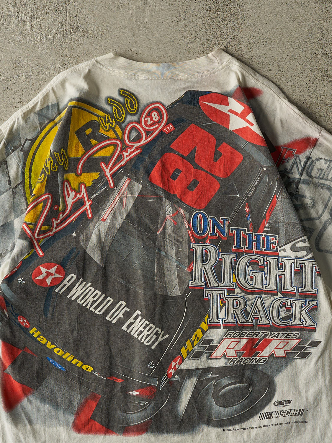 Vintage 00' White Nascar Ricky Rudd AOP Tee (L/XL)