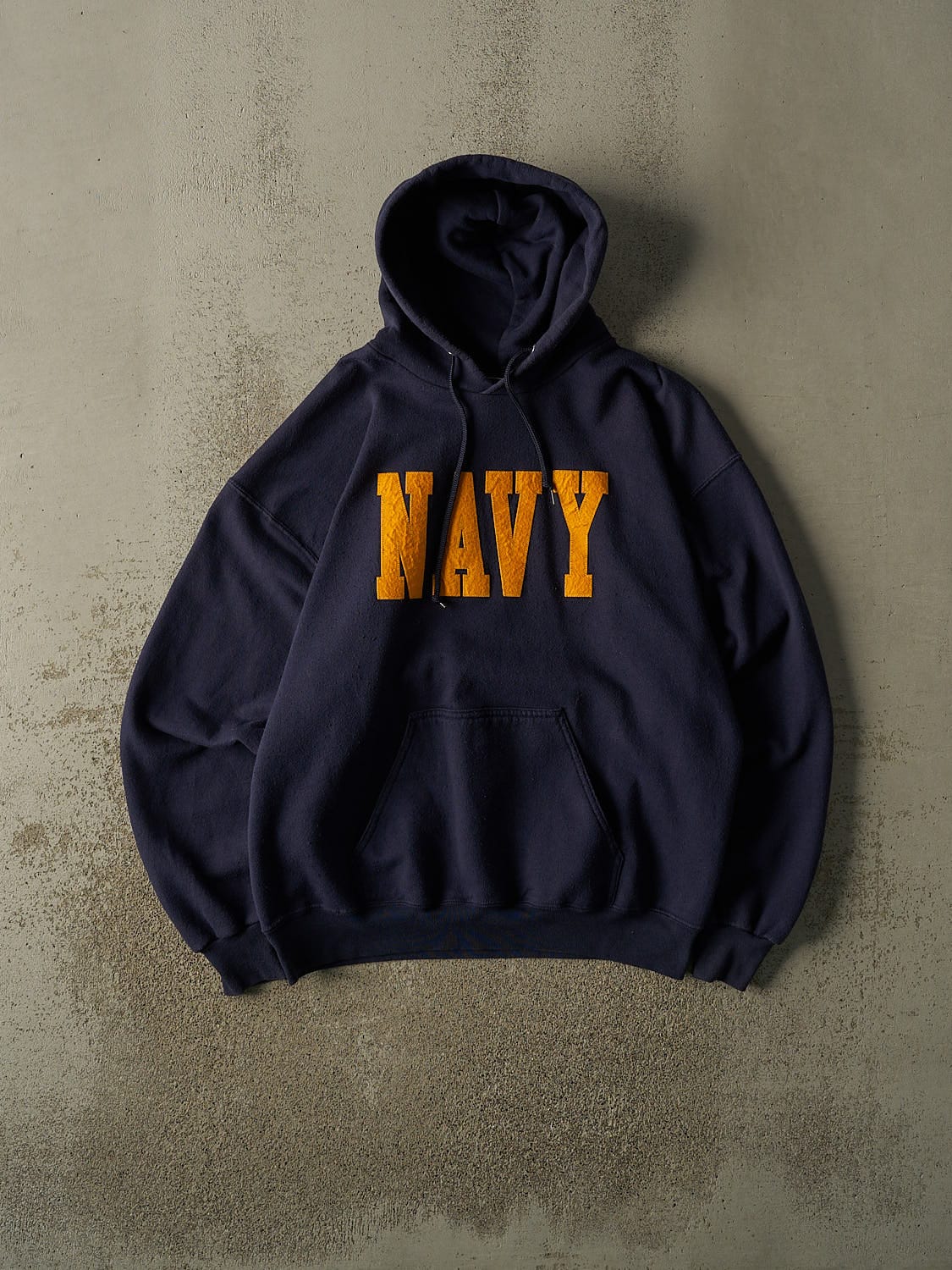 Vintage Y2K Navy Blue US Navy Embroidered Hoodie (XL)