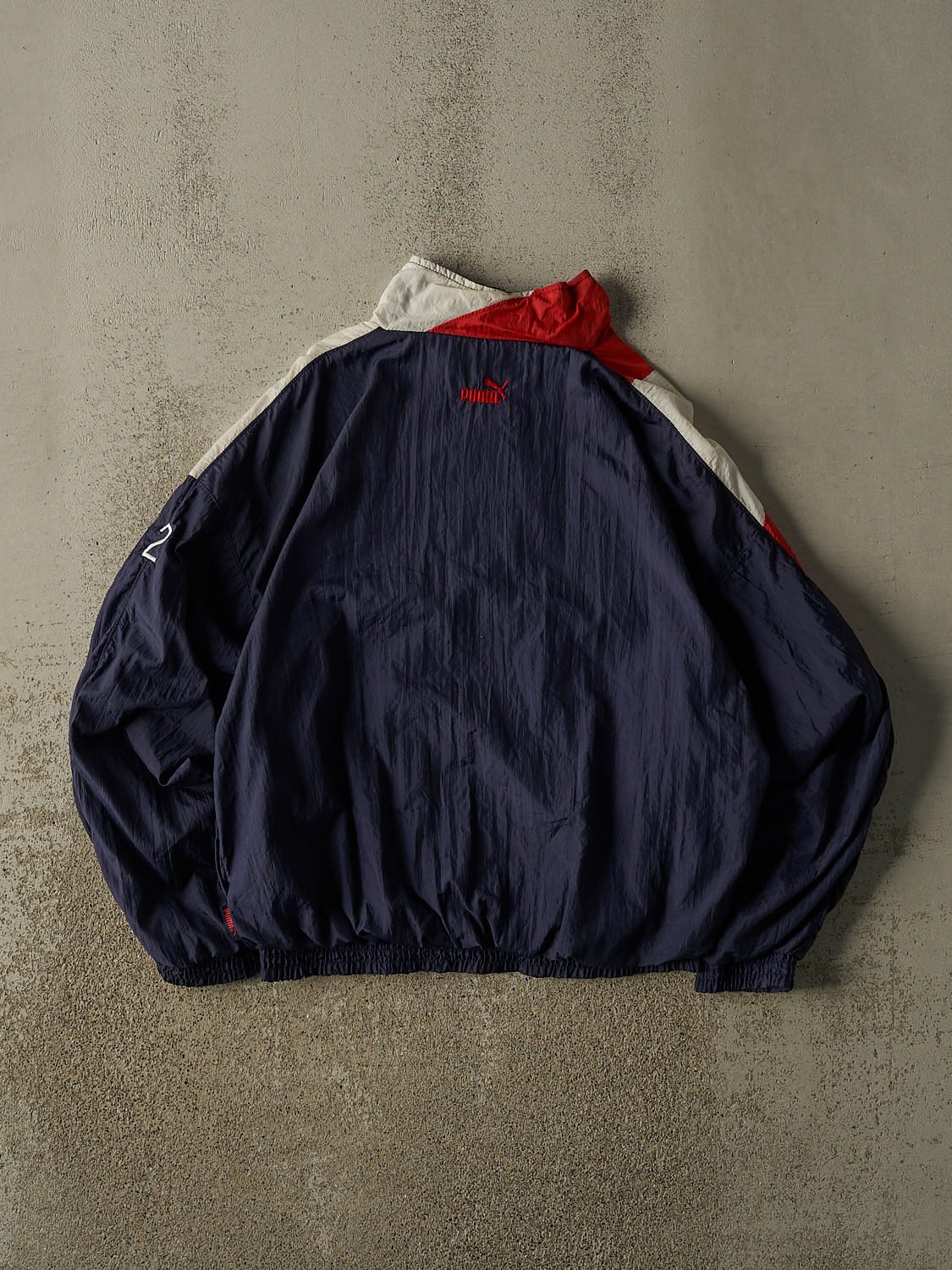 Vintage 90s Navy Blue Puma High Flyers Fastball Zip Up Windbreaker Jacket (M)
