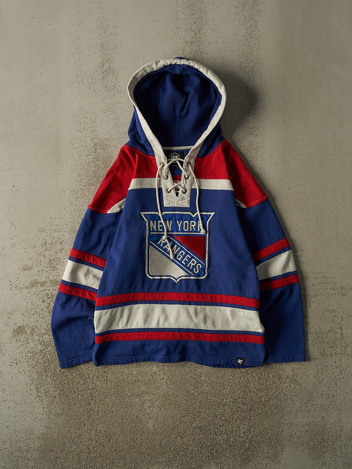 Vintage Y2K Blue New York Rangers Embroidered Jersey Hoodie (S/M)