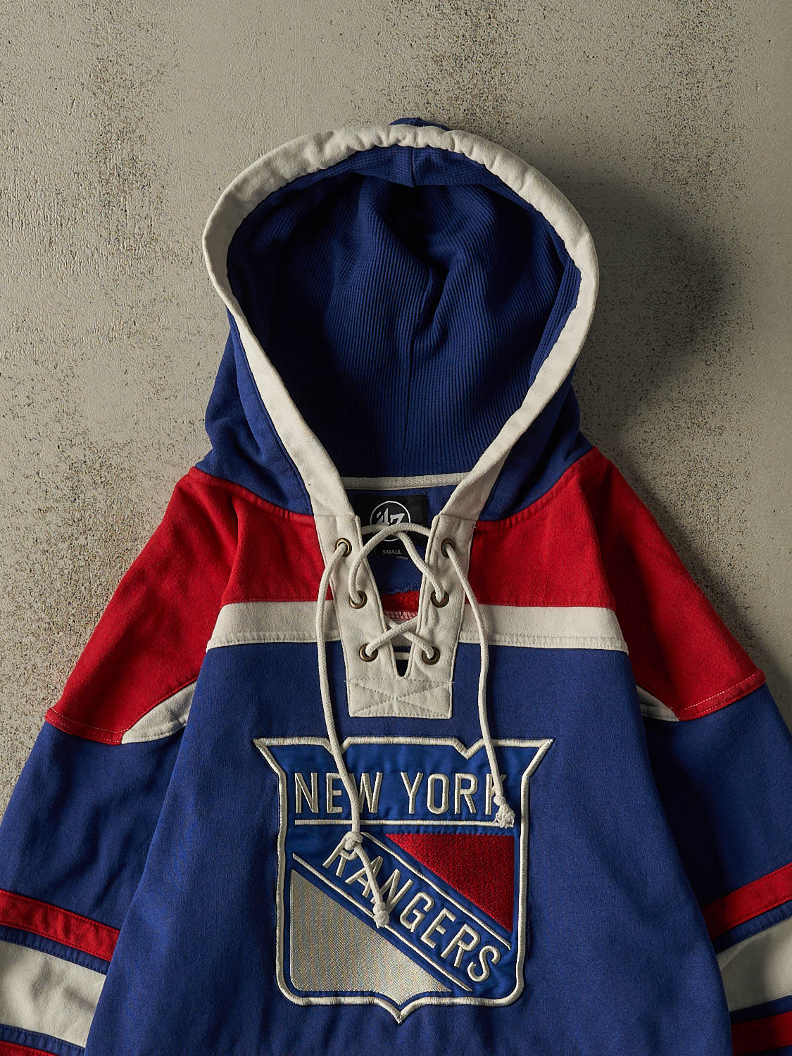 Vintage Y2K Blue New York Rangers Embroidered Jersey Hoodie (S/M)