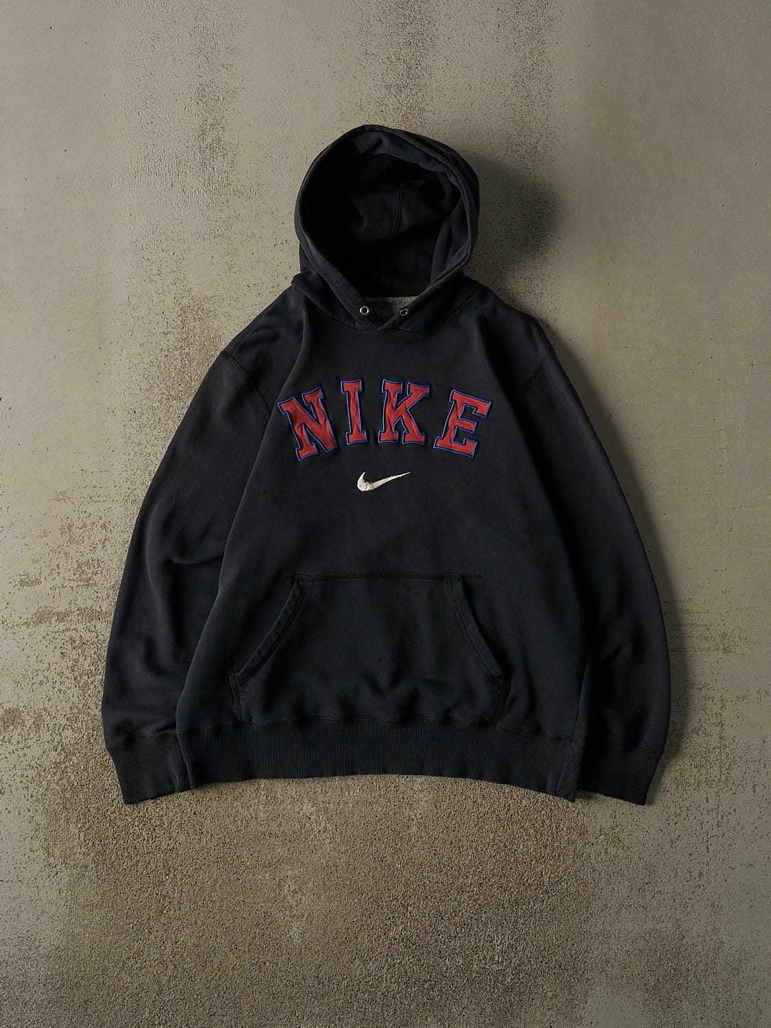 Vintage Y2K Faded Black Nike Embroidered Hoodie (M/L)