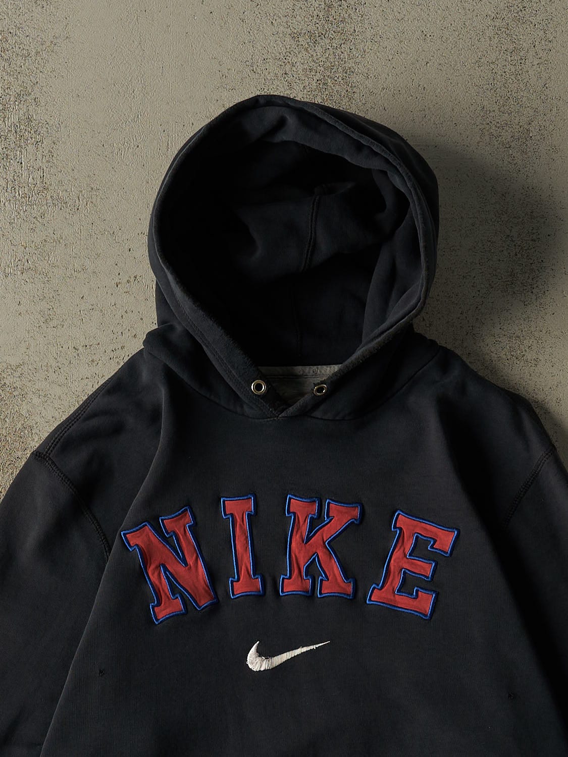 Vintage Y2K Faded Black Nike Embroidered Hoodie (M/L)