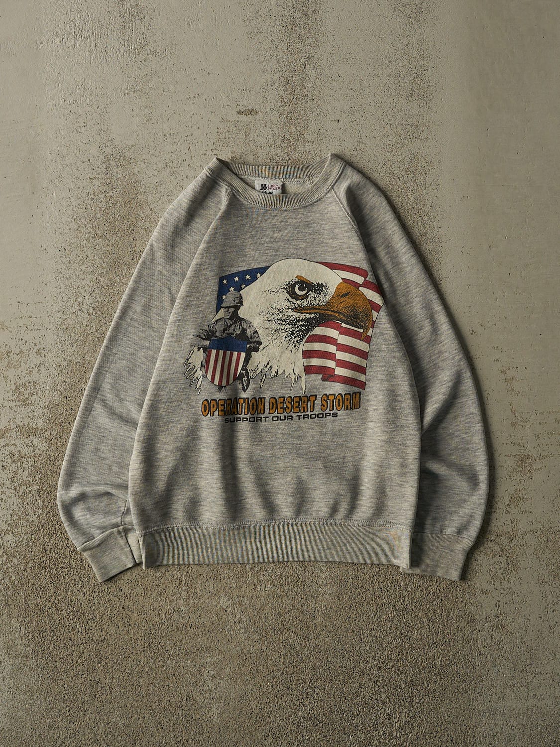 Vintage 80s Heather Grey US Army Operation Desert Storm Crewneck (XXS/XS)