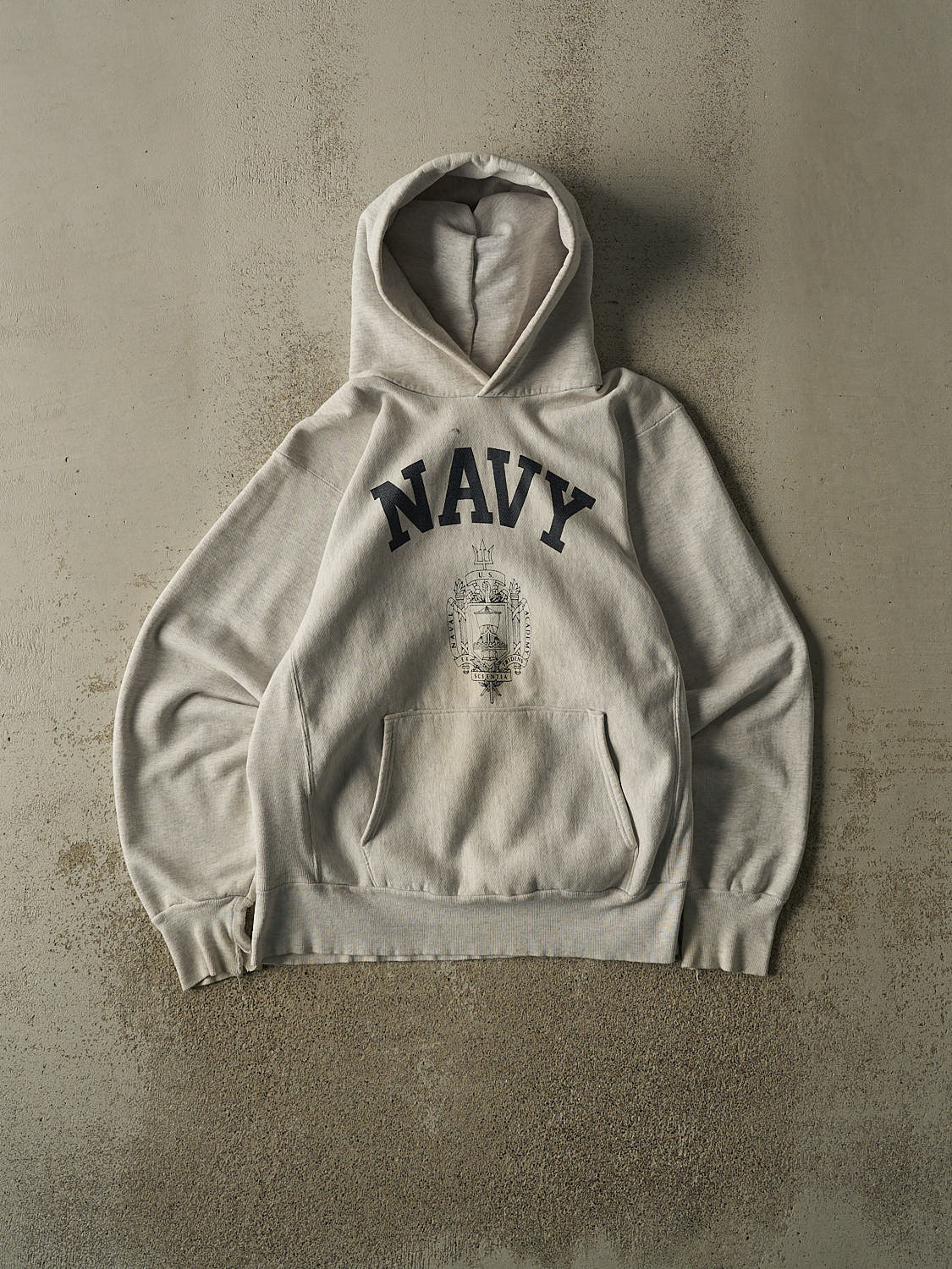 Vintage 80s Heather Grey United States Naval Academy Hoodie (XS/S)