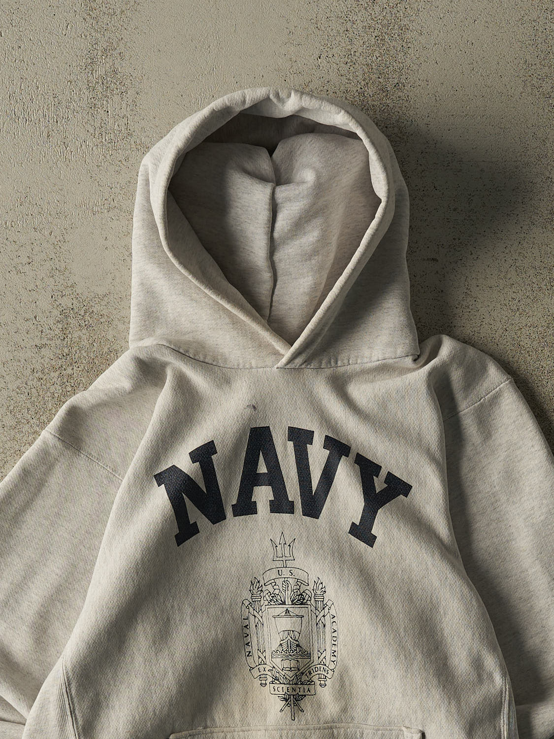 Vintage 80s Heather Grey United States Naval Academy Hoodie (XS/S)