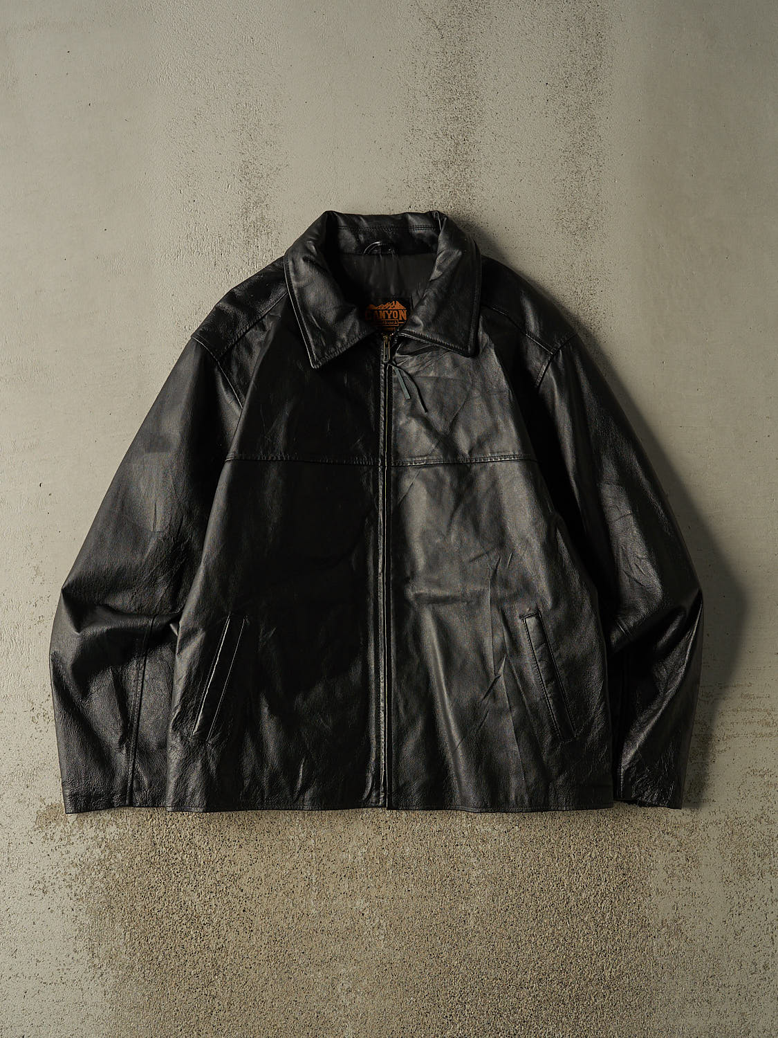 Vintage 90s Black Leather Jacket (XL)