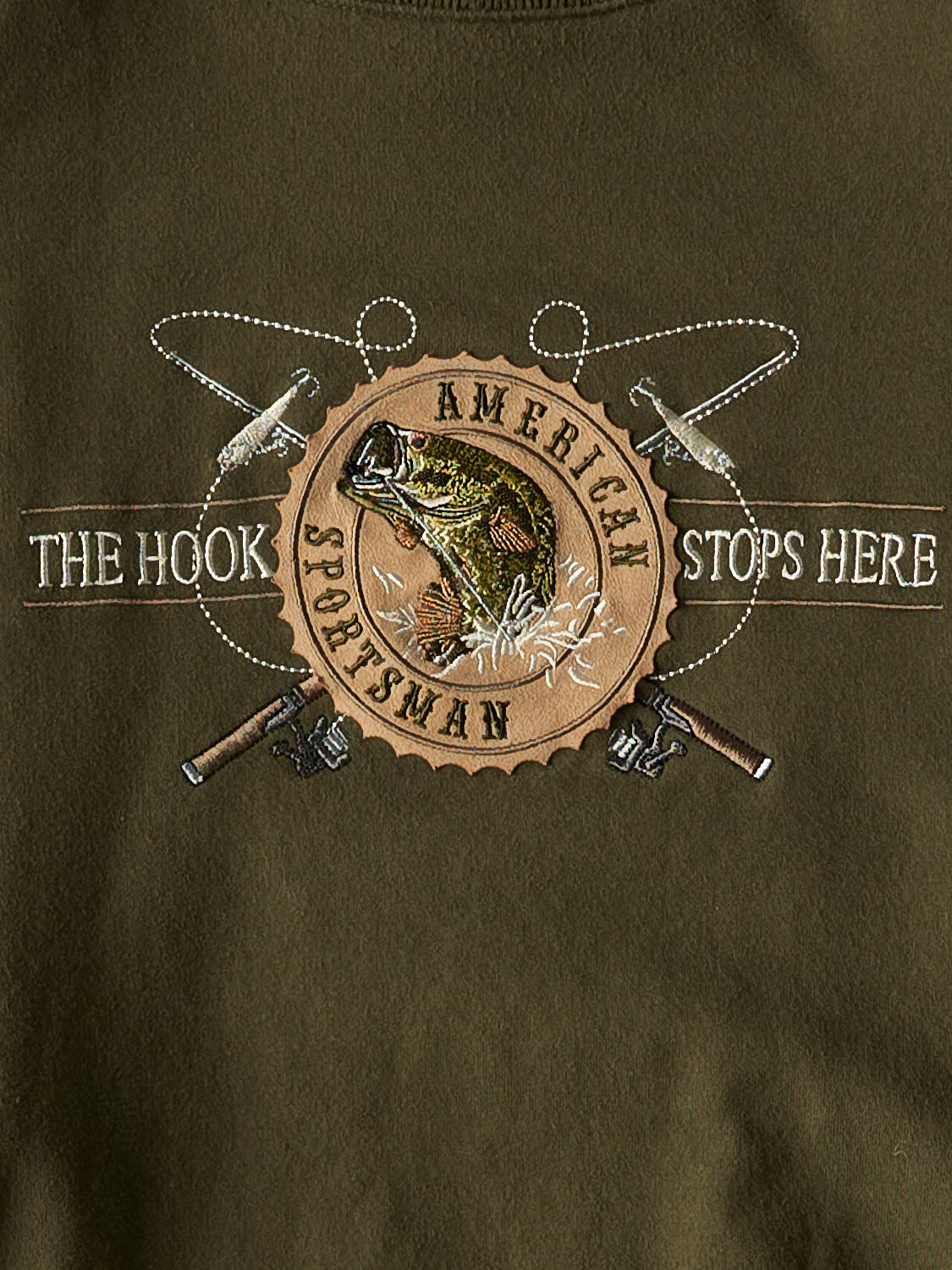 Vintage 90s Green American Sportsman Fishing Embroidered Crewneck (XL/XXL)