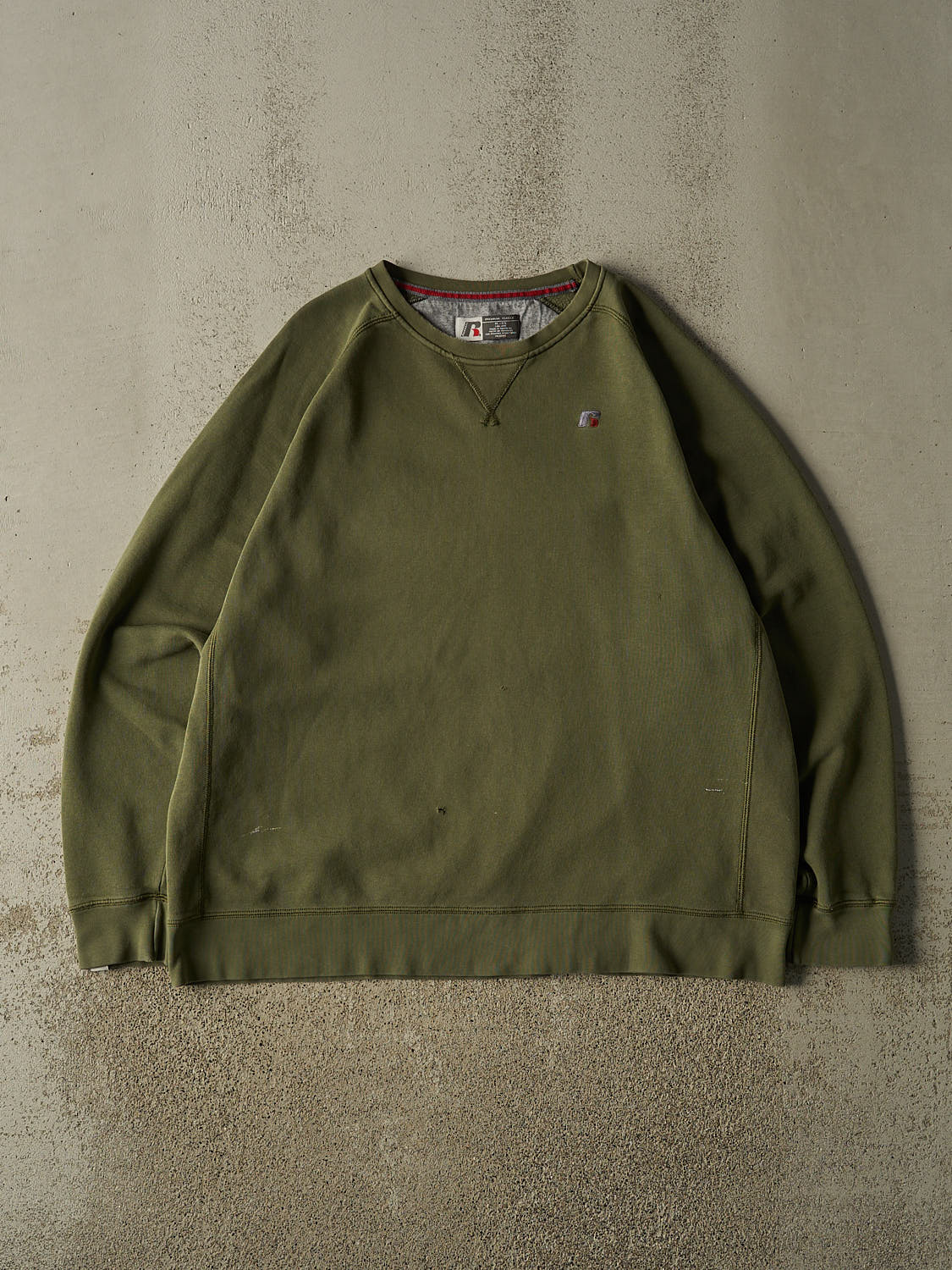 Vintage Y2K Faded Green Russell Athletic Embroidered Crewneck (XL/XXL)
