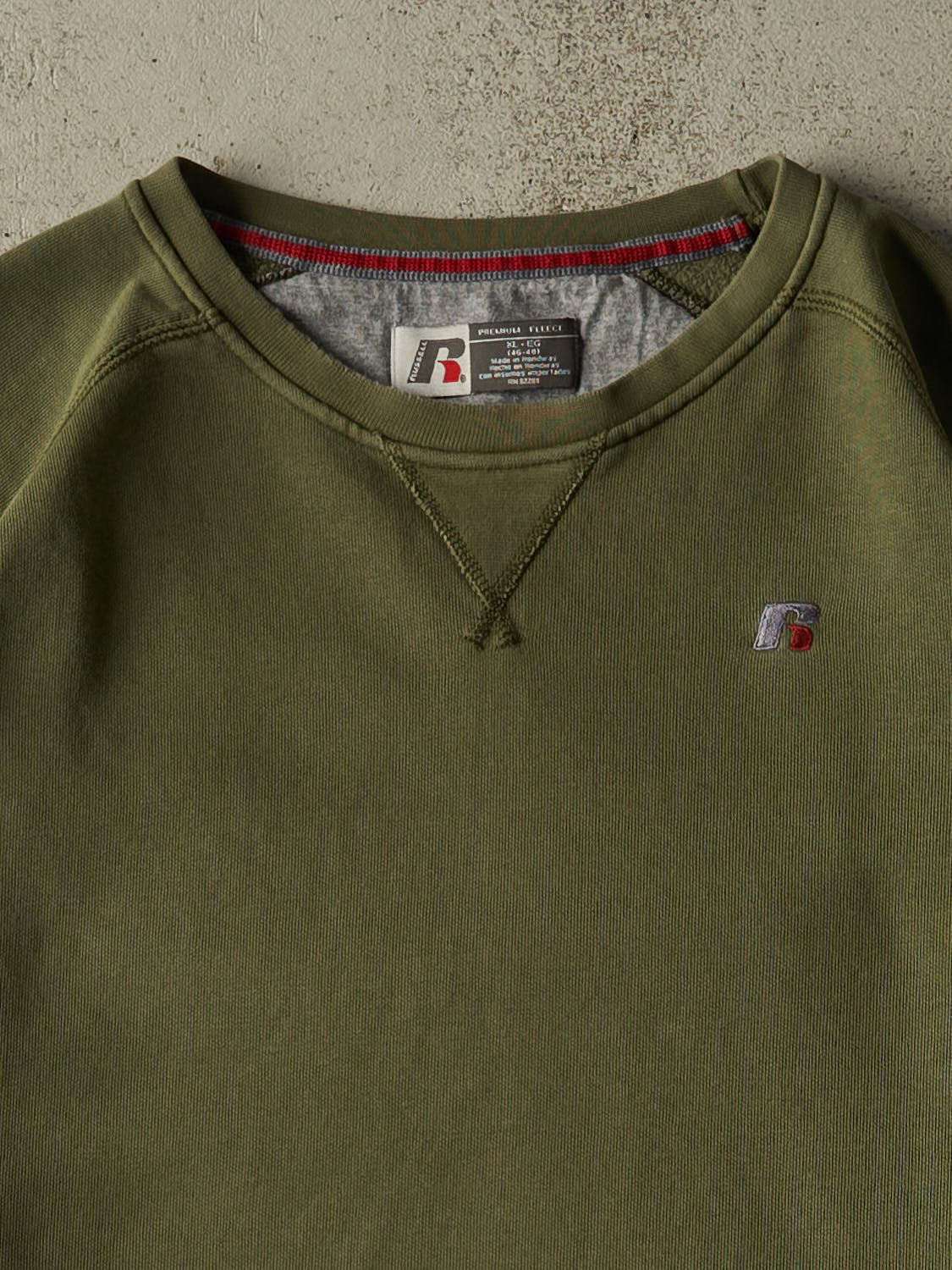 Vintage Y2K Faded Green Russell Athletic Embroidered Crewneck (XL/XXL)