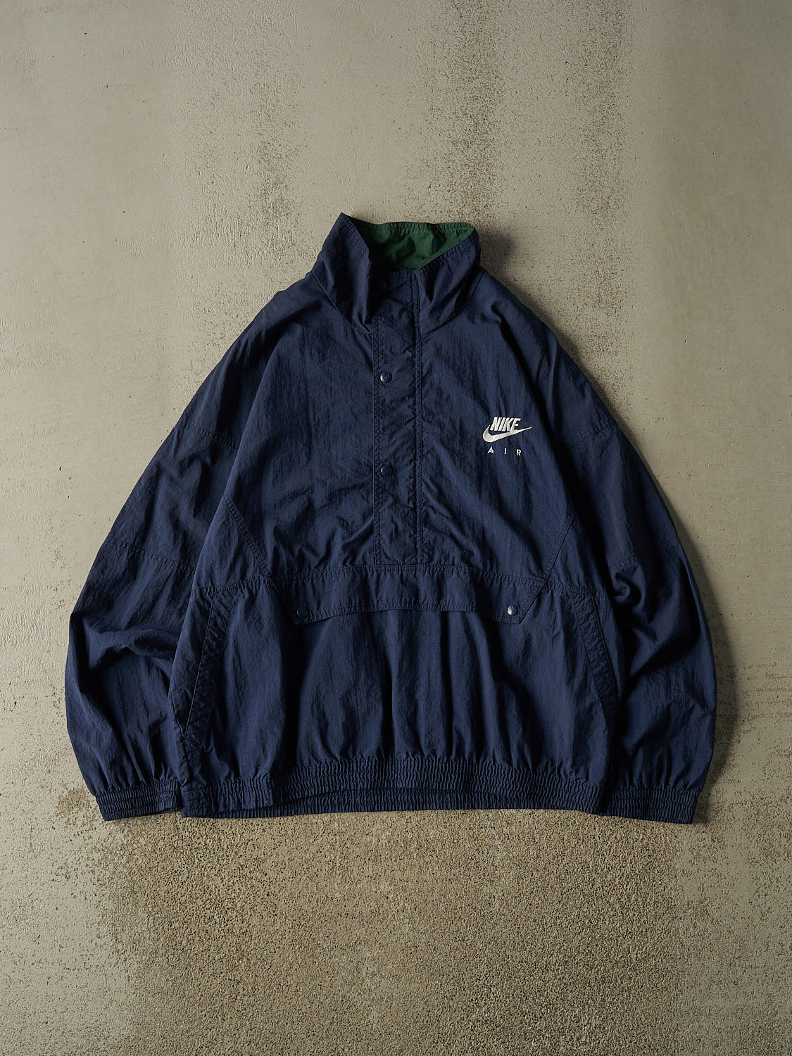 Vintage 90s Navy Blue Nike Quarter Button Windbreaker Jacket (L)