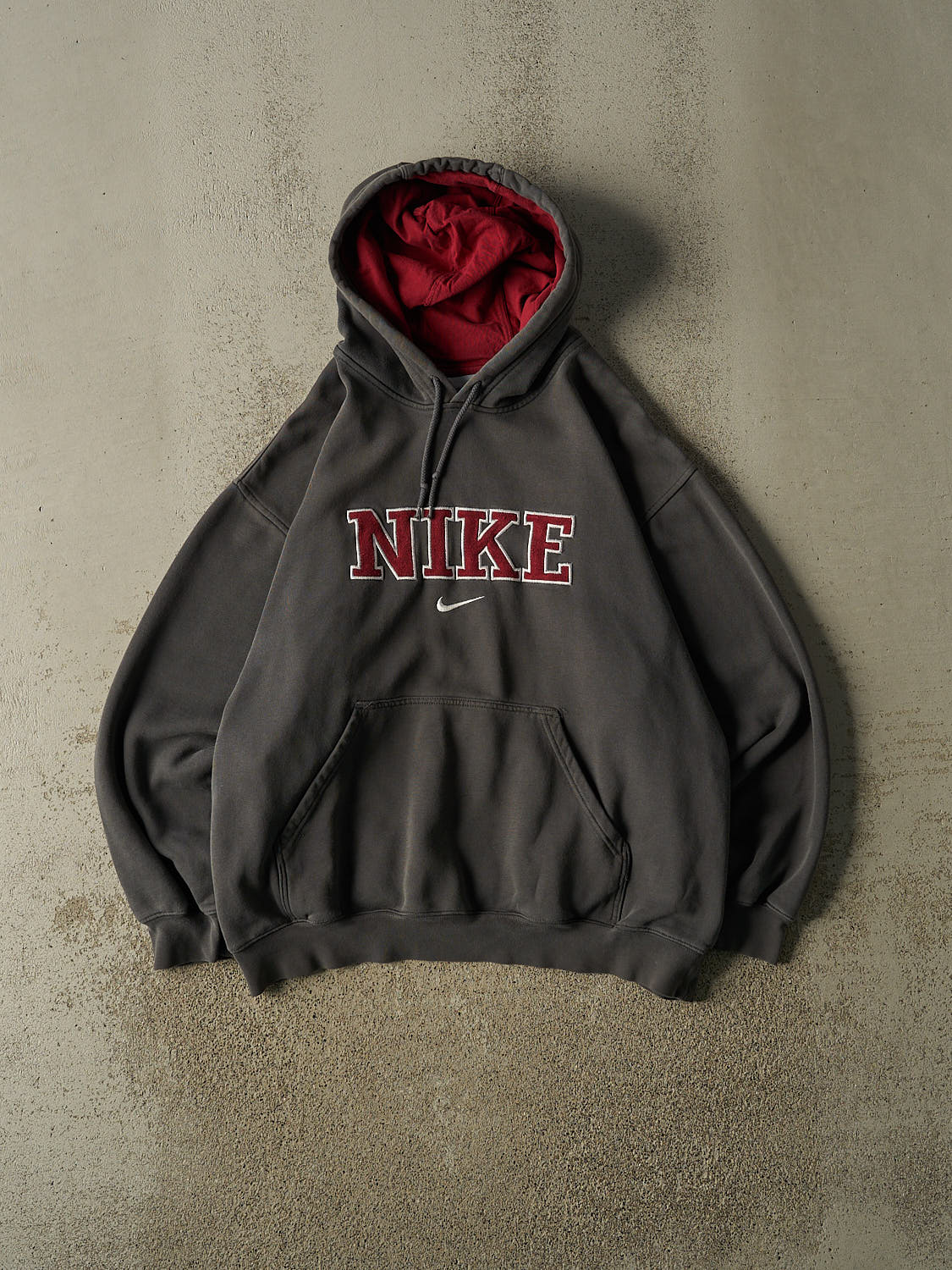 Vintage Y2K Charcoal Grey Nike Embroidered Hoodie (M/L)