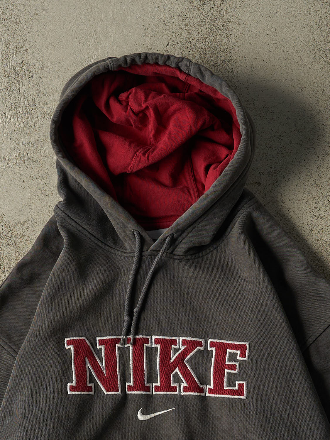 Vintage Y2K Charcoal Grey Nike Embroidered Hoodie (M/L)