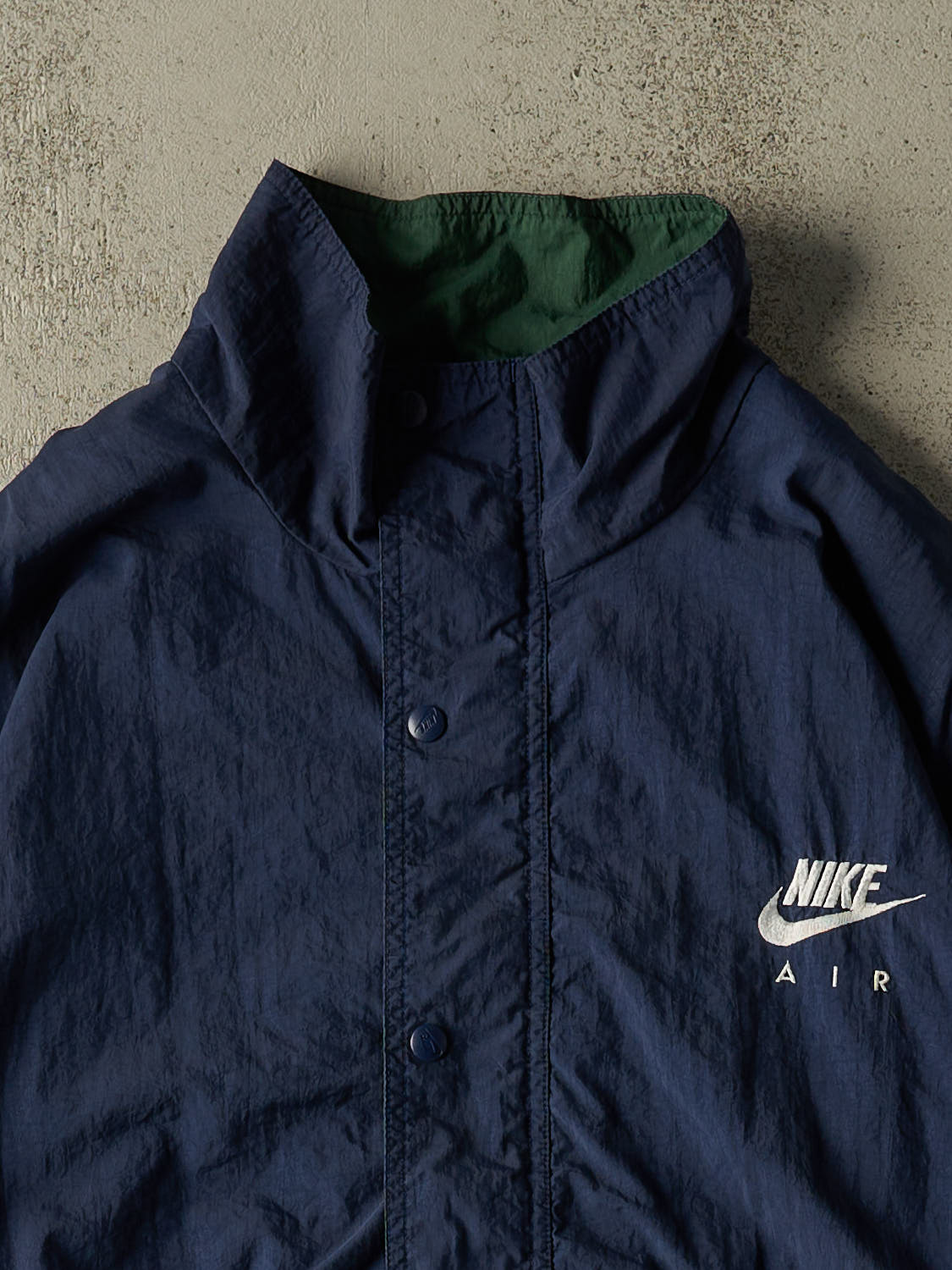 Vintage 90s Navy Blue Nike Quarter Button Windbreaker Jacket (L)