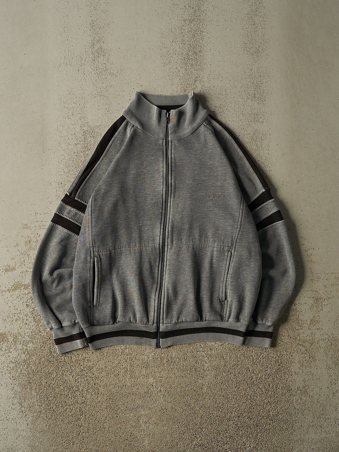 Vintage 90s Grey Christian Dior Zip Up Track Sweater (S/M)