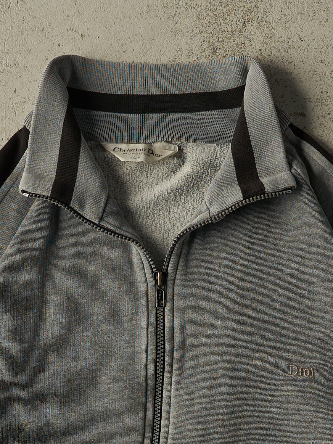 Vintage 90s Grey Christian Dior Zip Up Track Sweater (S/M)
