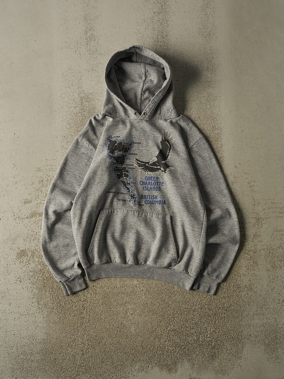 Vintage 90s Grey Queen Charlotte Island BC Hoodie (S/M)