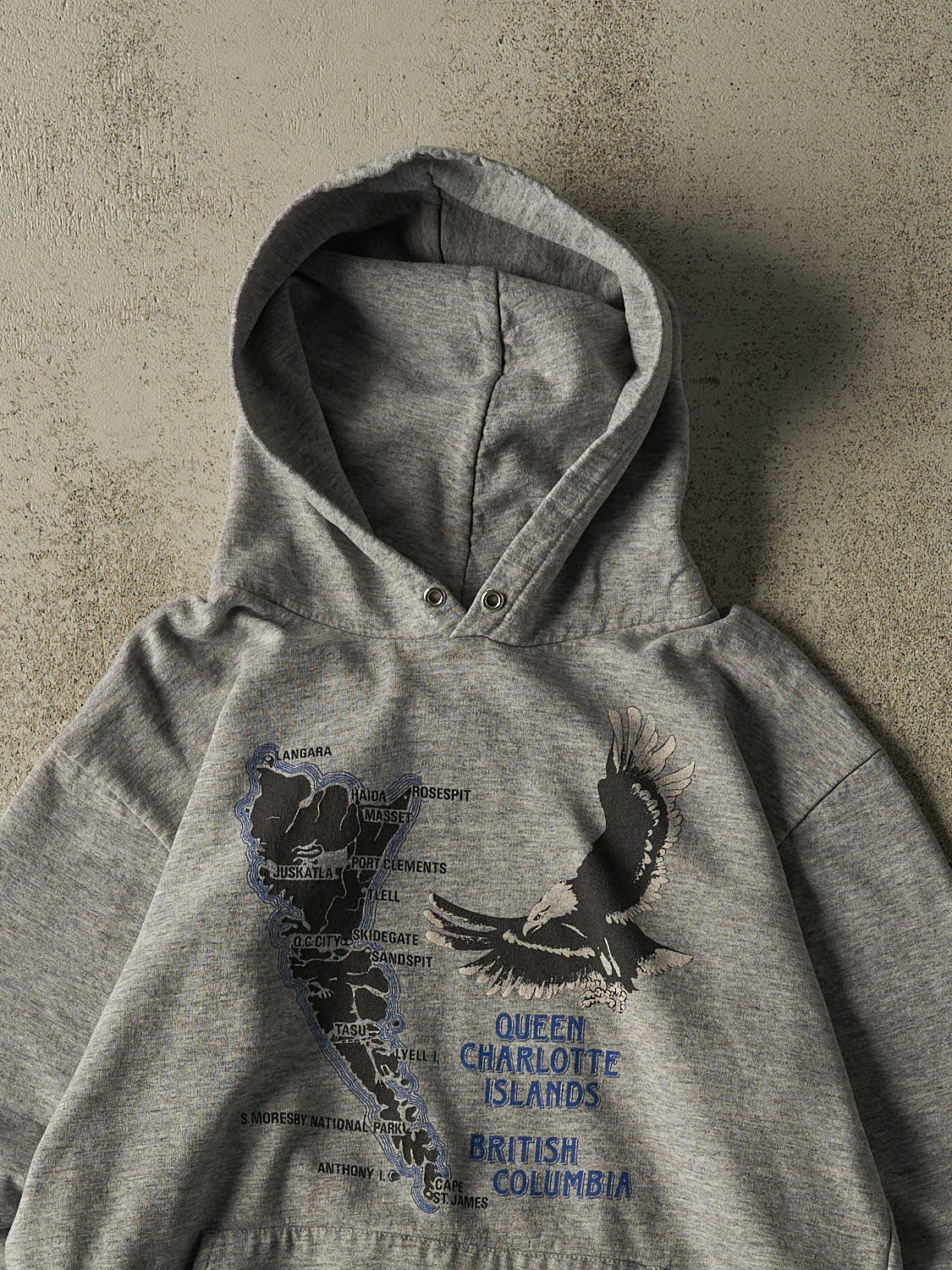 Vintage 90s Grey Queen Charlotte Island BC Hoodie (S/M)
