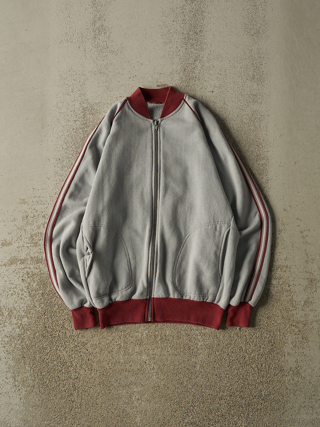 Vintage 90s Grey Zip Up Track Sweater (XS/S)
