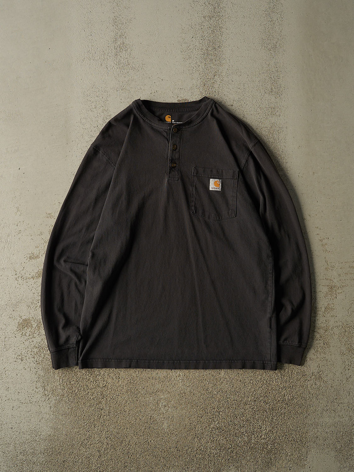 Vintage Y2K Black Carhartt Quarter Button Pocket Long Sleeve (L/XL)