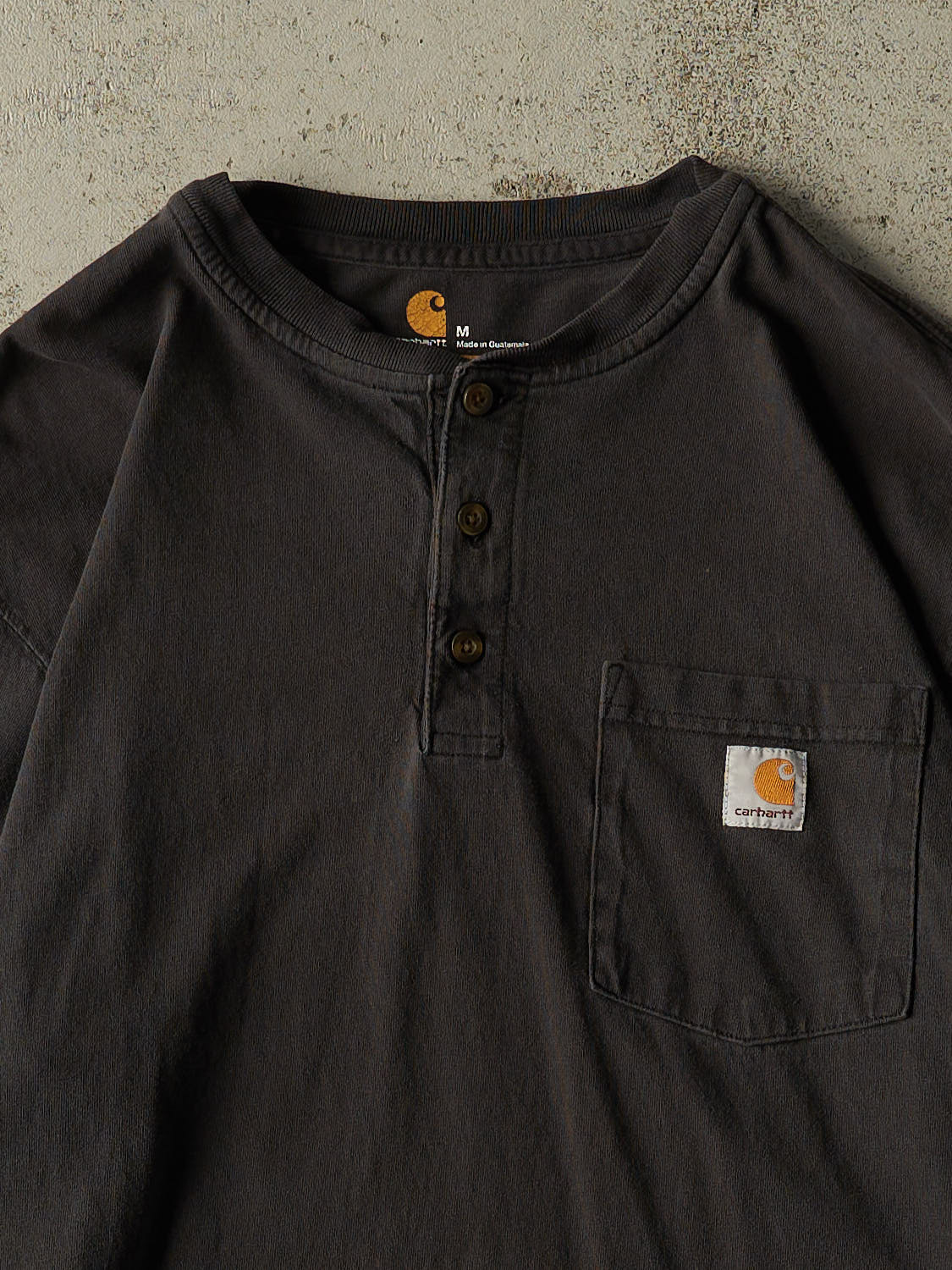 Vintage Y2K Black Carhartt Quarter Button Pocket Long Sleeve (L/XL)