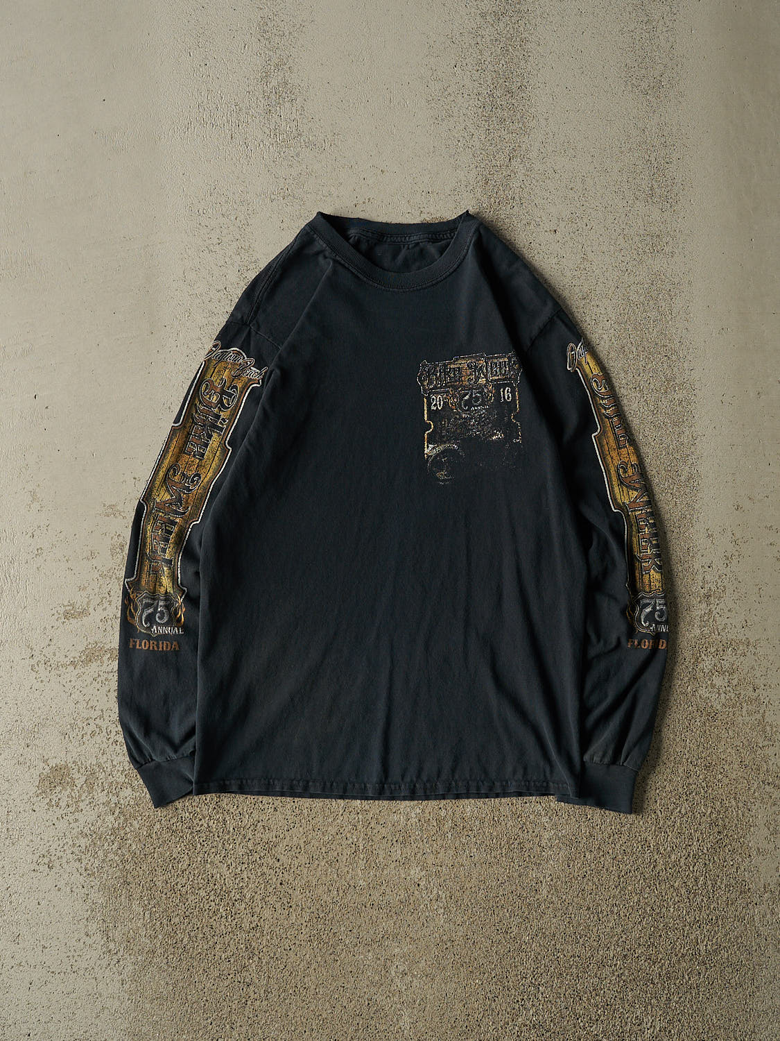 Vintage 16' Faded Black Daytona Beach Bike Week Long Sleeve (XS/S)