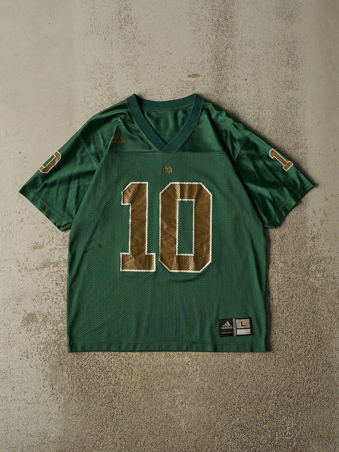 Vintage Y2K Green University of Notre Dame #10 Football Jersey (M)