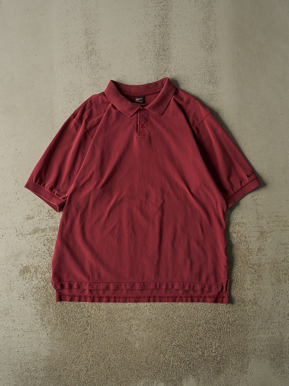 Vintage Y2K Burgundy Nike Quarter Button Tee (XL/XXL)